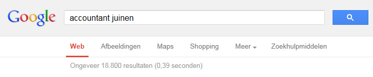 Zoeken op accountant en plaatsnaam in Google