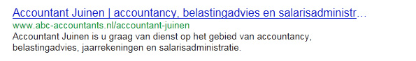 Titel en omschrijving in zoekresultaat Google