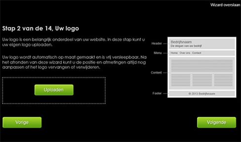 Wizard voor het gemakkelijk aanmaken van websites.