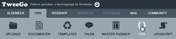Het onderdeel css van het cms.
