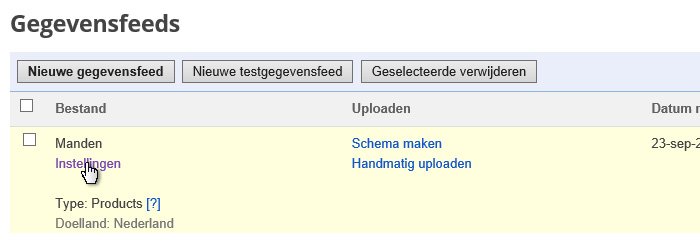 Google Shopping feed instellingen wijzigen.