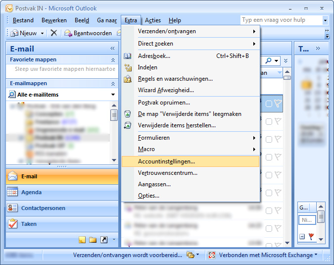 POP mail account instellen in Outlook 2007.