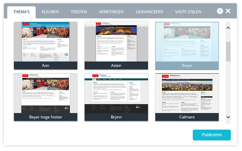 Website thema's.