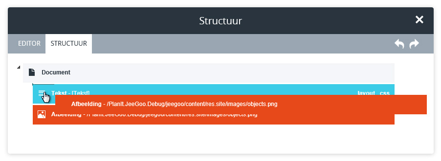 Html element verslepen document structuur.