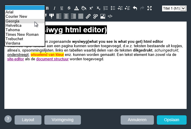 Het lettertype wijzigen van de inhoud van het tekst element.