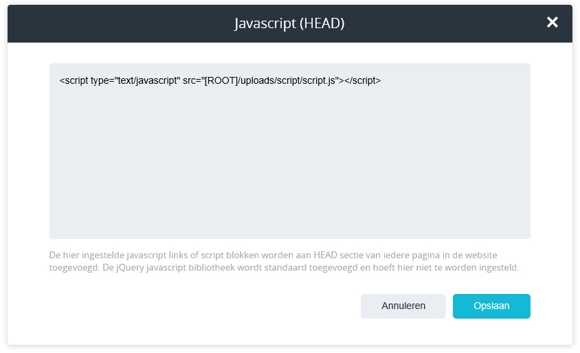 Javascript toevoegen popup.