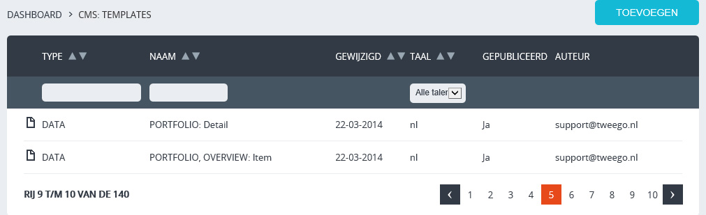 Templates beheren via het CMS.