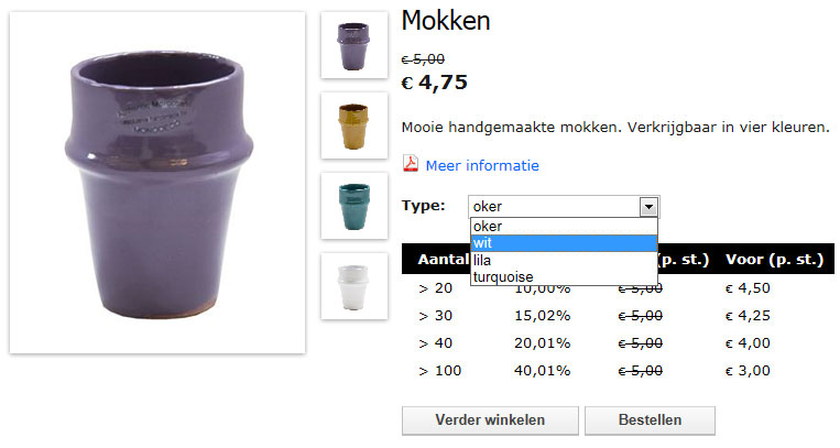 De detailpagina van een product in een TweeGo Webshop