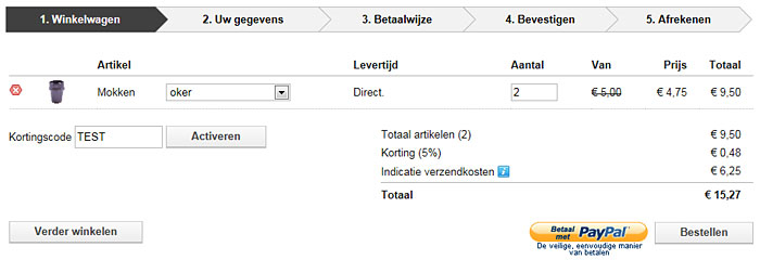 Kortingscode invoeren tijdens bestelproces