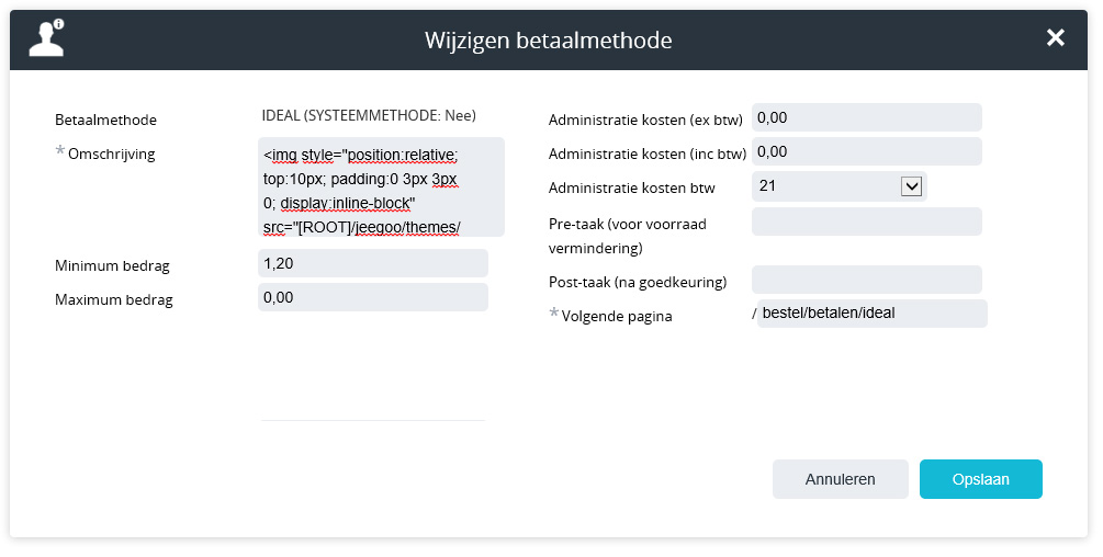 betaalmethode iDeal configureren