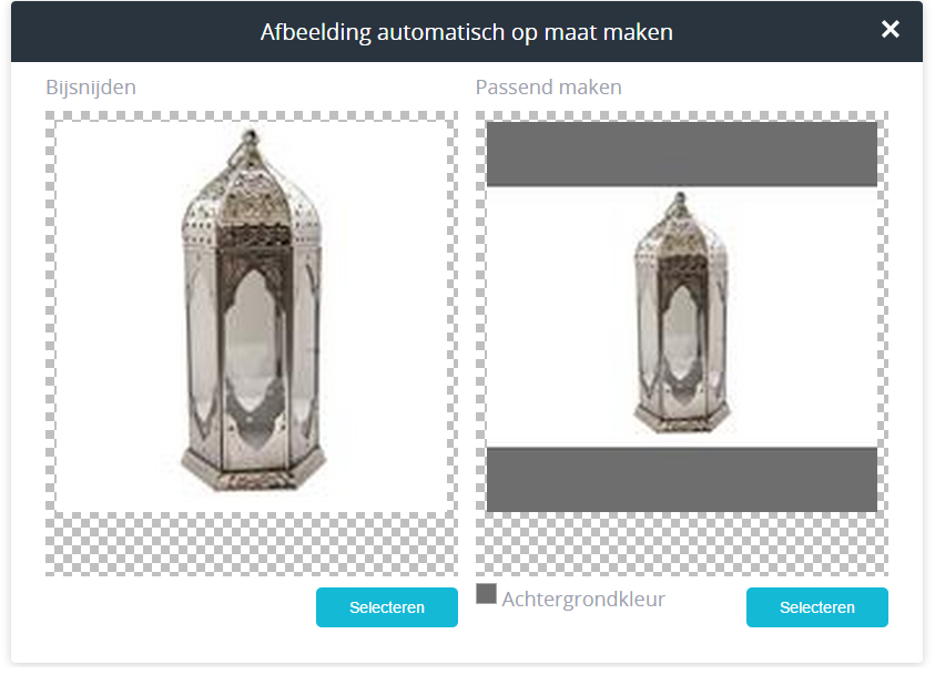 Afbeelding automatisch op maat maken.