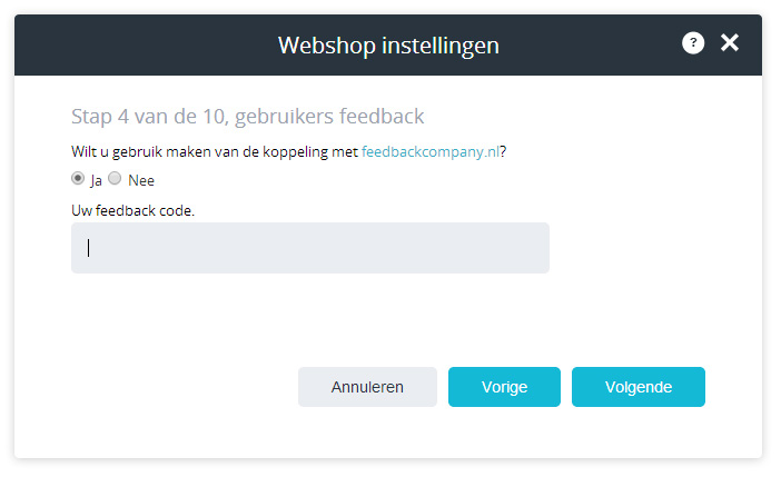 Gebruikers feedback koppeling instellen