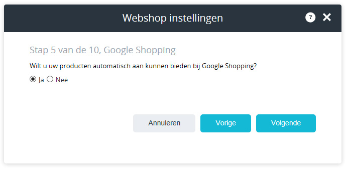 configuratie stap googleshopping