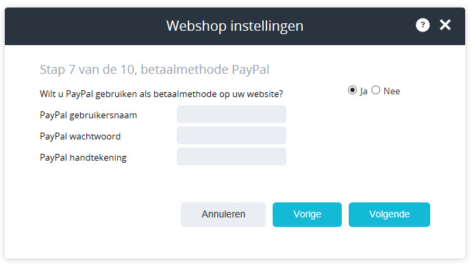 PayPal gegevens instellen