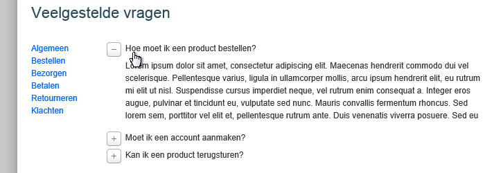 FAQ plugin voorbeeld