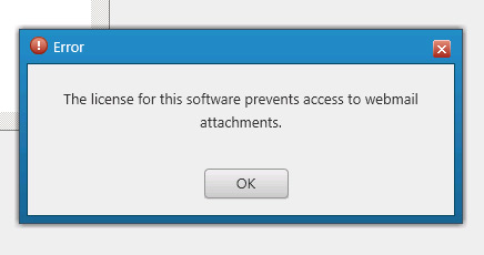 The license for this software prevents access to webmail attachments.