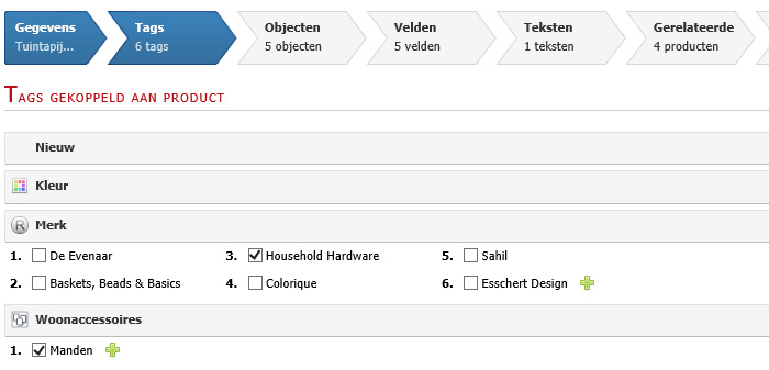 Product koppelen aan productgroep en merk.